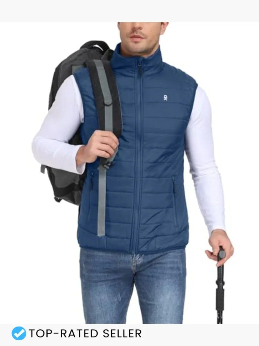 Men's Packable Puffer Vest Water-Resistant Quilted Sleeveless Vest for Travel